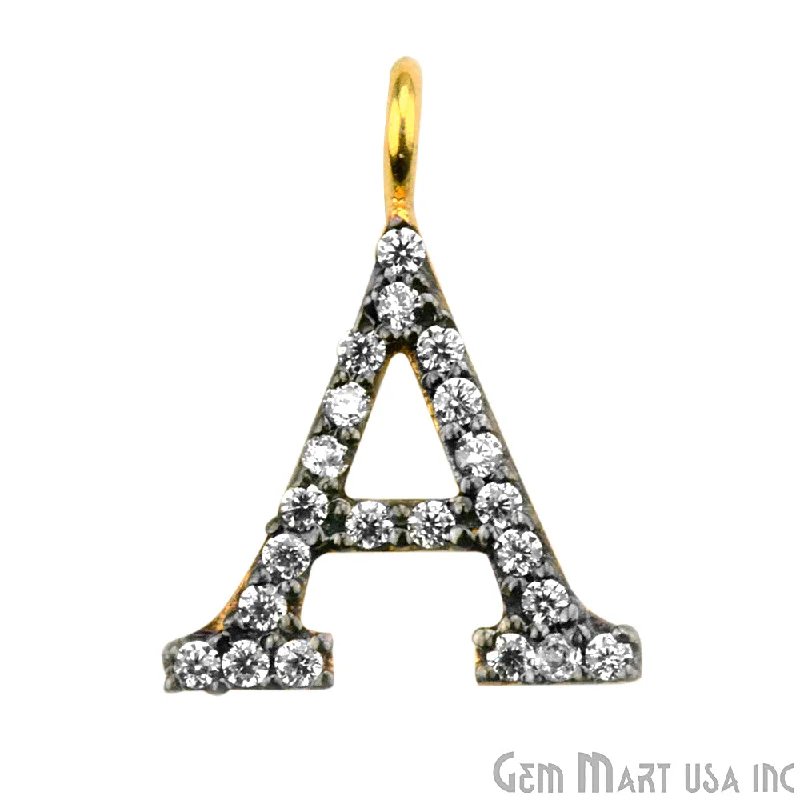 Thin bangles perfect for layering multiple styles -'A' Alphabet Charm CZ Pave Gold Vermeil Charm for Bracelet & Pendants