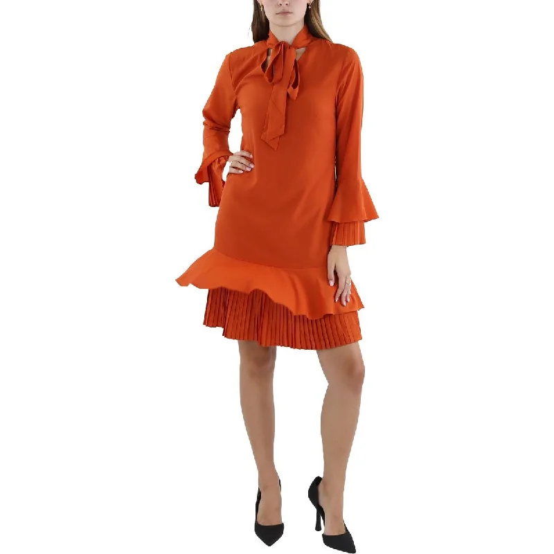 Short-sleeved Dresses for Summer -Tahari ASL Womens Pleated Mini Shift Dress