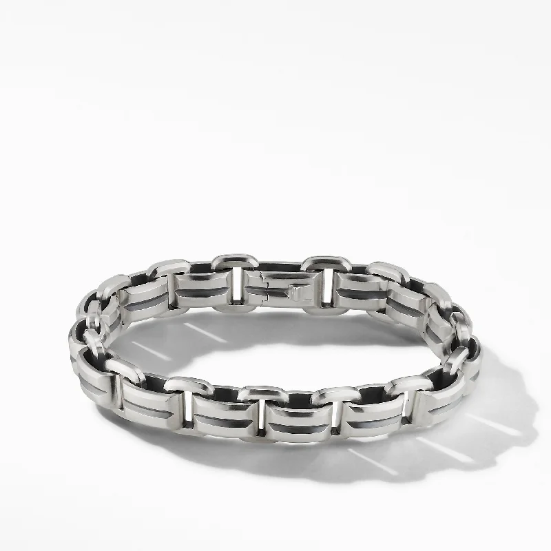 Bangles with hammered silver for rustic appeal -Beveled Link Bracelet, Size Medium