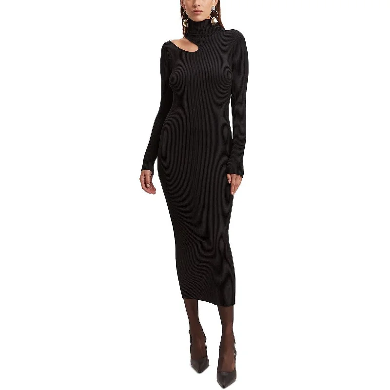 Christmas Dresses for Holiday -Bardot Womens Ribbed Sweater Dress Midi Dress