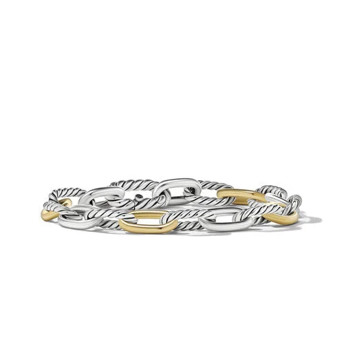 Bracelets with black diamond for bold edge -DY Madison Chain Bracelet in Sterling Silver with 18K Yellow Gold, Size Medium