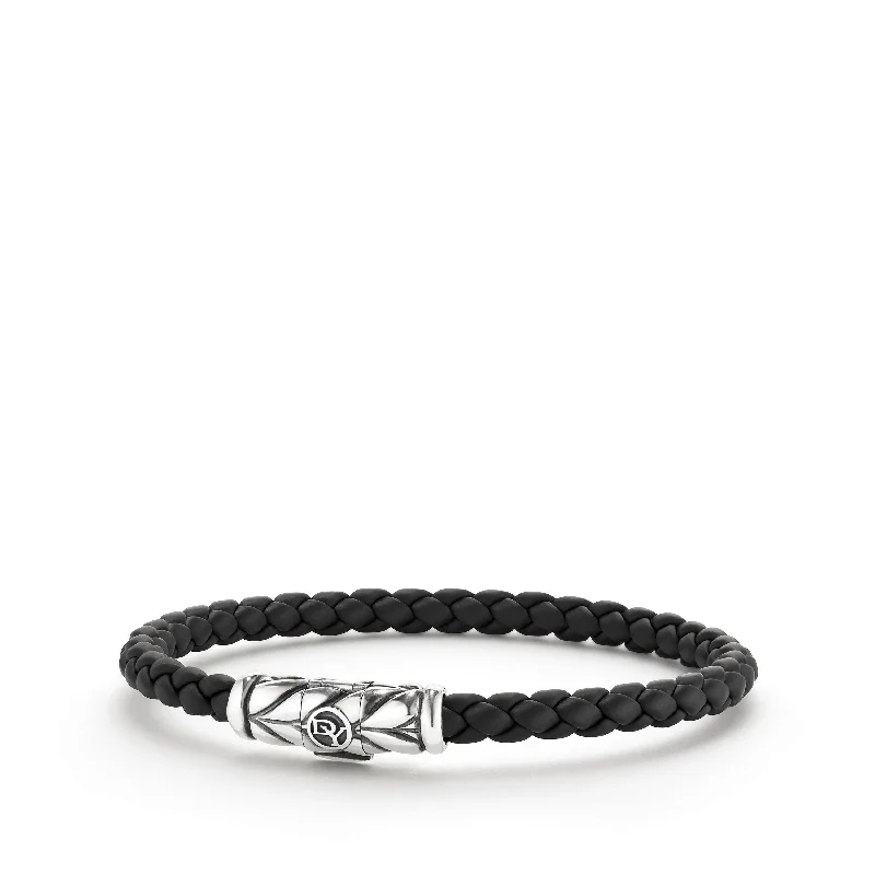 Bangles with faceted garnet for deep shine -David Yurman The Chevron Collection Bracelet in Sterling Silver