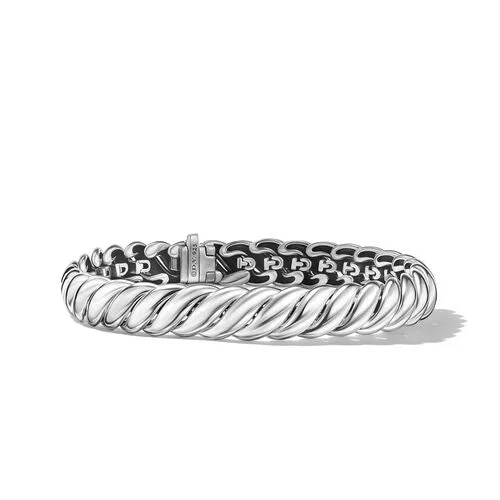 Thin bangles perfect for layering multiple styles -Sculpted Cable Bracelet in Sterling Silver, Size Medium