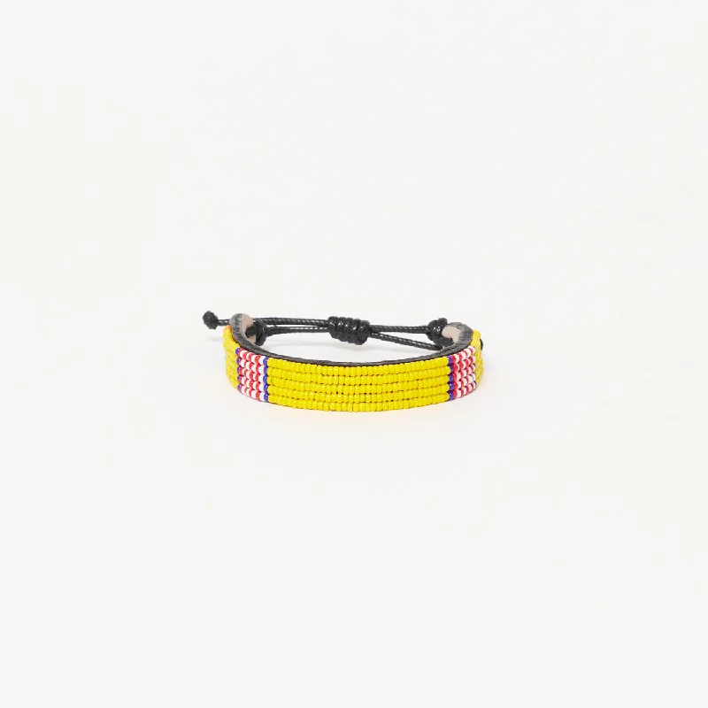 Bracelets with peridot stones for fresh green -FINAL SALE: Stripe Bracelet - Yellow/Red/White