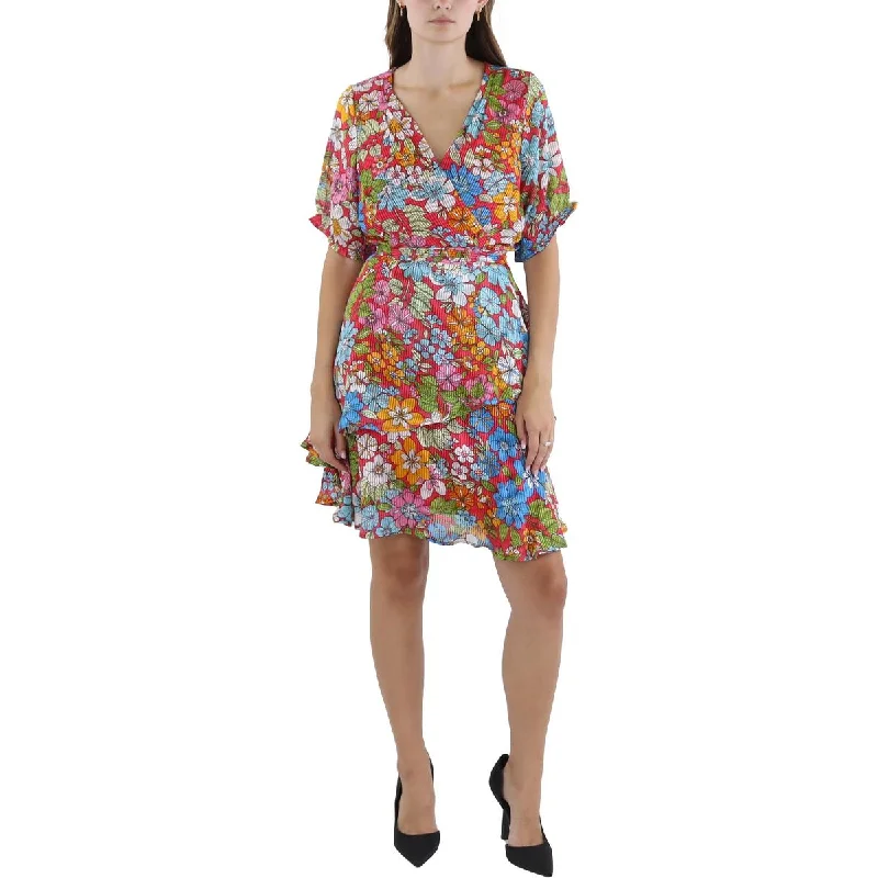 One-shoulder Dresses for Trendy -Tahari ASL Womens Petites Floral Short Mini Dress