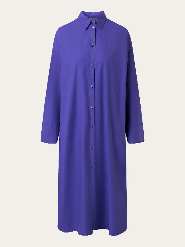 Resort Dresses for Vacation -Poplin wrap shirt dress - Deep Purple