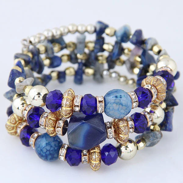 Bracelets with faceted aquamarine for sea glow -Wholesale Bohemian Kaurolite Crystal Alloy Bracelet