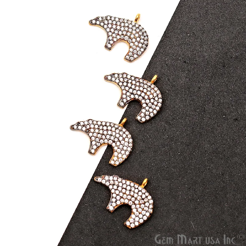 Bracelets with leather wrap for edgy look -'Bear' CZ Pave Gold Vermeil Charm for Bracelet & Pendants