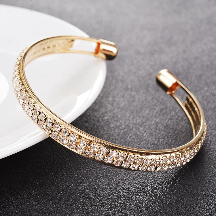 Bracelets with engraved constellations for stargazers -Wholesale Full Diamond Opening Alloy Bracelet