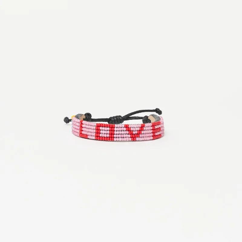 Silver bangles featuring vibrant turquoise stone inlays -LOVE Bracelet - Pearly Pink/Red