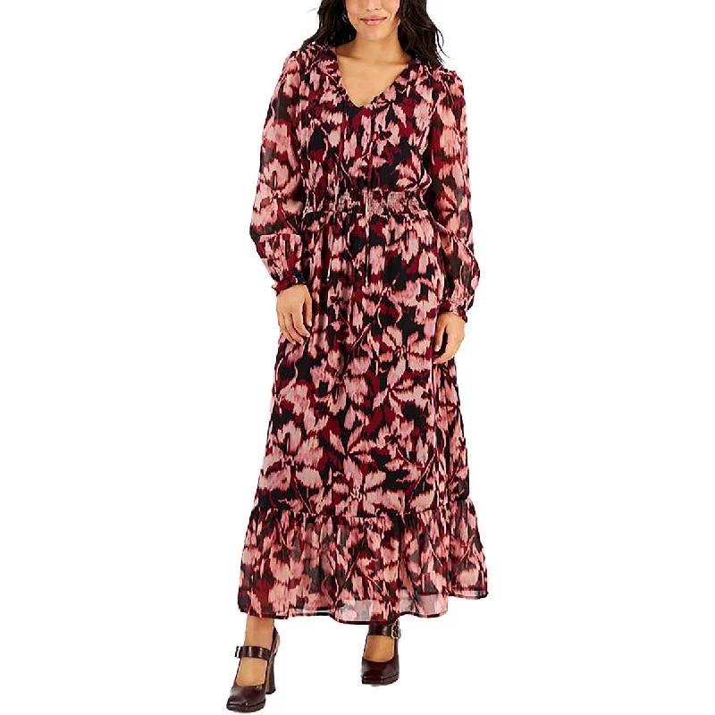 Office Dresses for Business -Harlow & Rose Womens Petites Chiffon Printed Maxi Dress