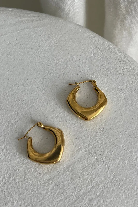 Drop Earrings with Vine Designs -Tilly Geometric Huggie Earrings Gold