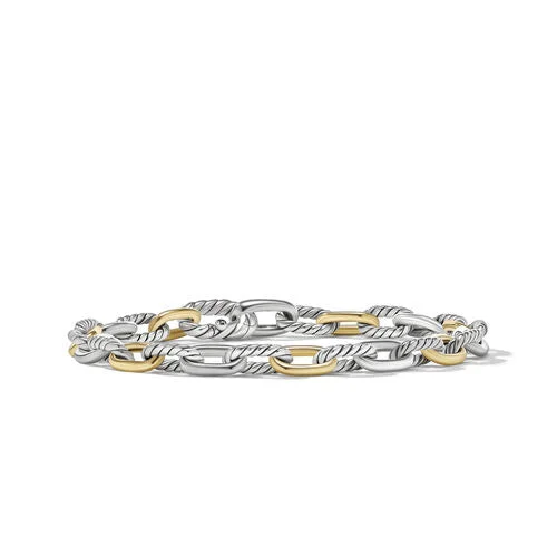 Bangles with chunky designs for statement wear -DY Madison Chain Bracelet in Sterling Silver with 18K Yellow Gold, Size Large