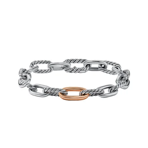 Bangles with twisted metal bands for flair -DY Madison Chain Bracelet with 18K Rose Gold, Size Medium