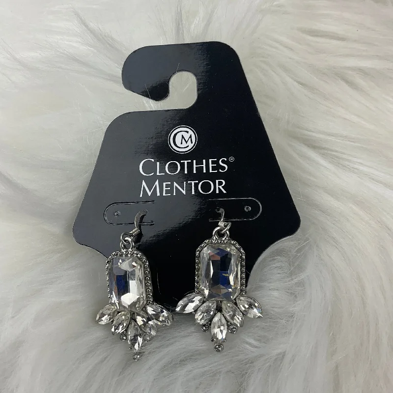 Crystal and Pearl Drop Earrings for Glamour -Earrings Dangle/drop By Clothes Mentor