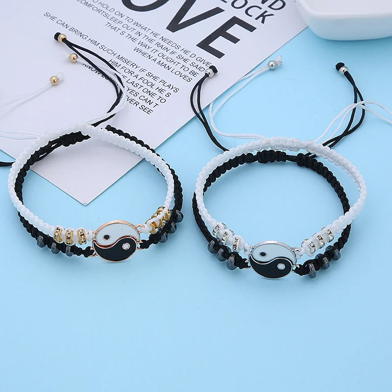 Bangles with agate slices for earthy look -Wholesale The Eight Diagrams Alloy Beaded Bracelets