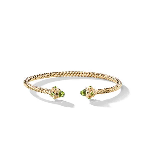 Bangles with rainbow moonstone for color play -Renaissance Color Bracelet in 18K Yellow Gold with Peridot