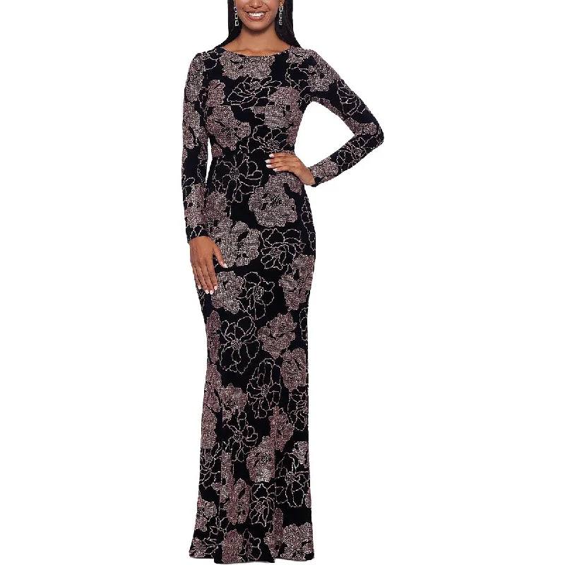 Maximalist Dresses for Bling -B&A by Betsy and Adam Womens Floral Print Maxi Evening Dress