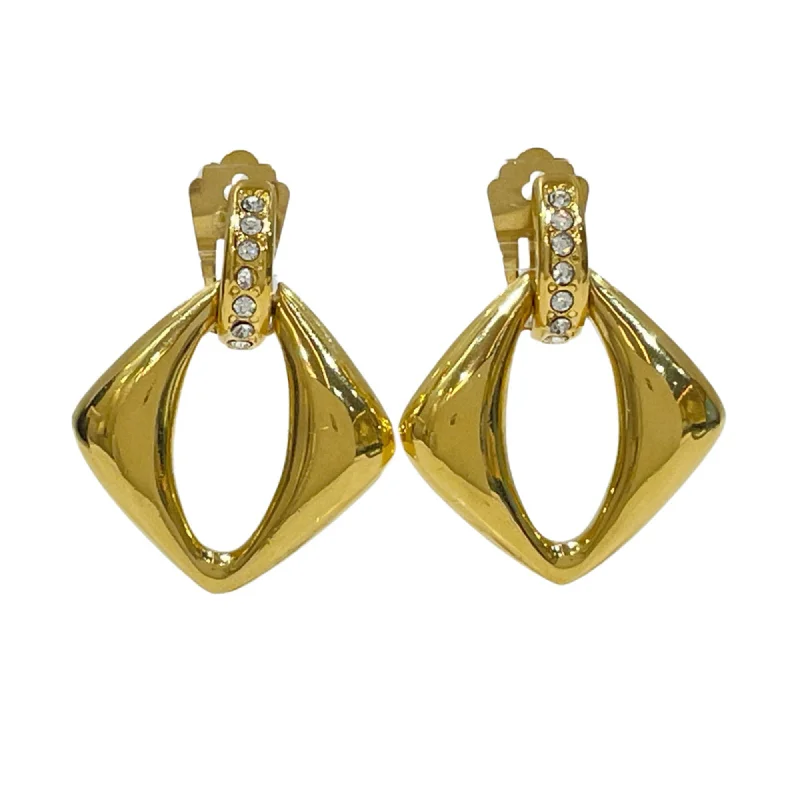 Drop Earrings with Matte Finish -Yves Saint Laurent  Plating Rhinestone Clip Earrings (Pre-Owned)