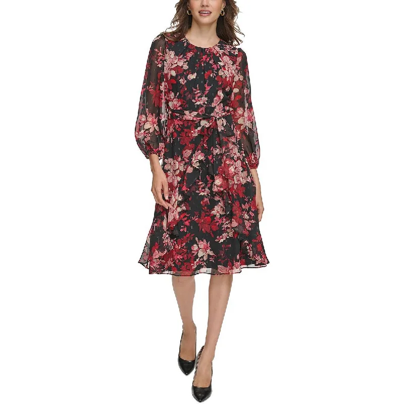 Mini Dresses for Youthful Look -Jessica Howard Womens Petites Floral Print Summer Midi Dress