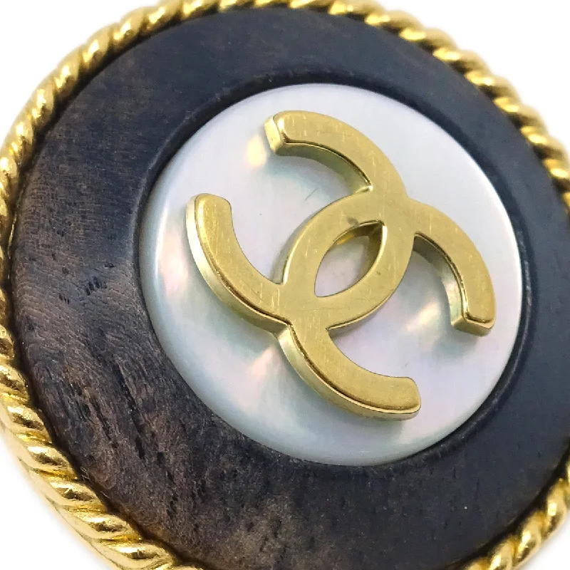 Drop Earrings for Shopping Trip -Chanel Gold Black Button Earrings Clip-On 95P