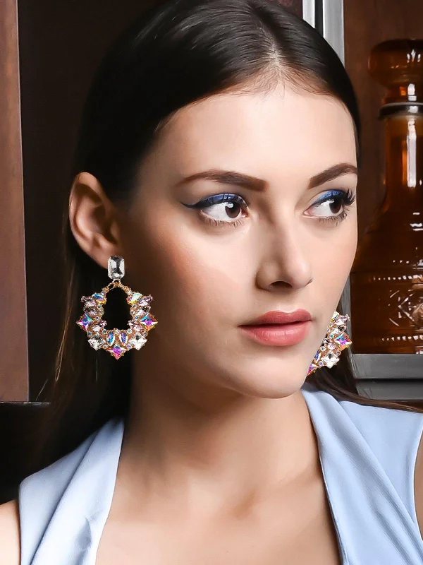 Drop Earrings for Beach Outfit -Odette Women Gorgeous Crystal Statement Earrings