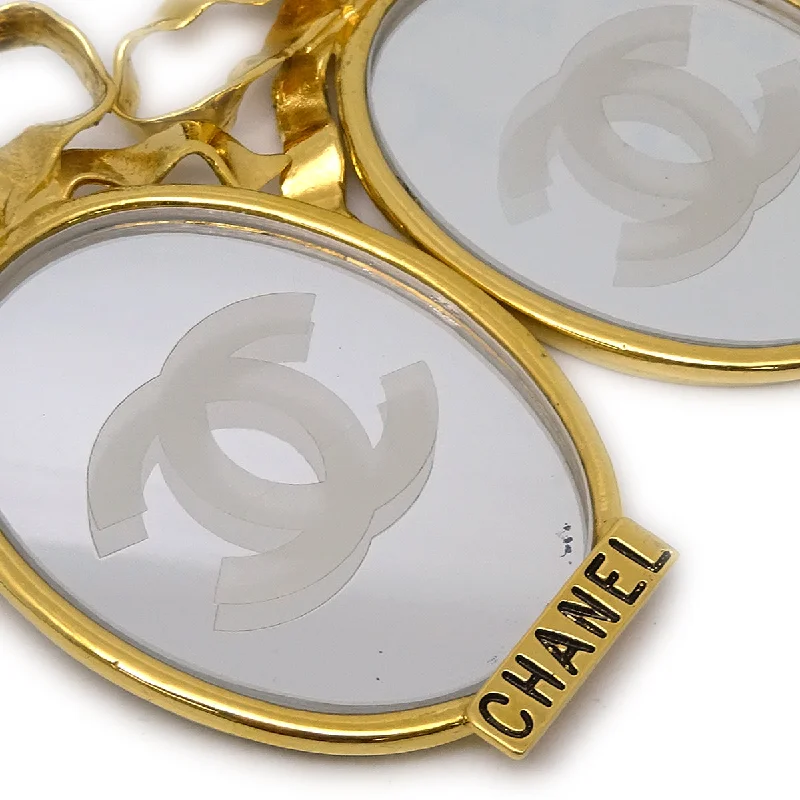 Drop Earrings for Office Wear -Chanel Mirror Earrings Clip-On Gold