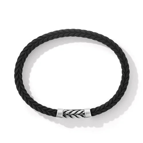 Bracelets with crescent moon for lunar appeal -Chevron Black Rubber Bracelet, 6mm