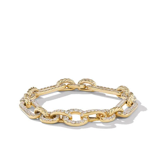 Bangles with claw-set stones for security -Lexington Chain Bracelet in 18K Yellow Gold with Full Pavé Diamonds