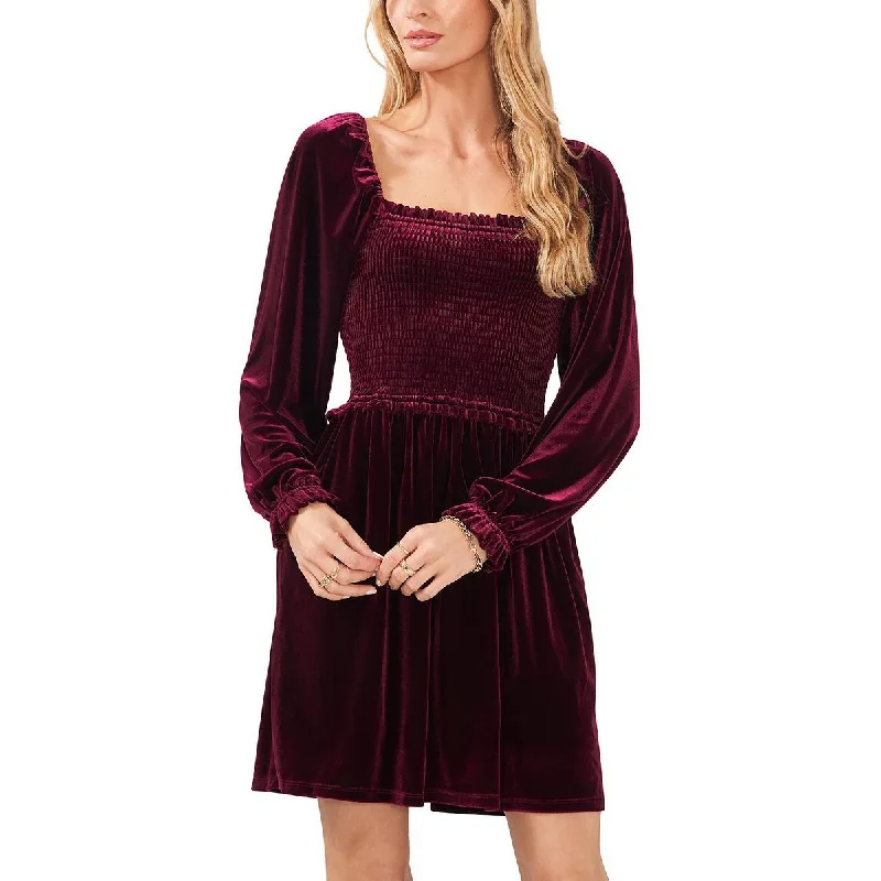 Sequined Dresses for Sparkle -1.State Womens Velvet Smocked Babydoll Dress