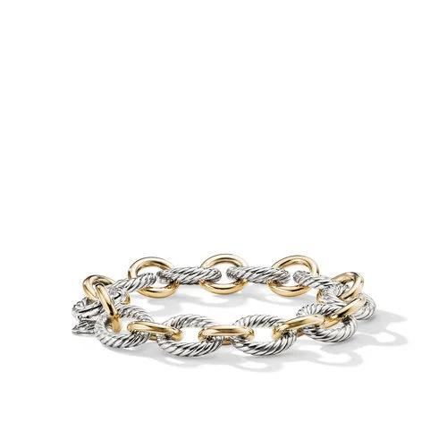 Bracelets with amethyst stones for purple charm -David Yurman The Chain Collection Bracelet in Silver and 18-Karat Yellow Gold