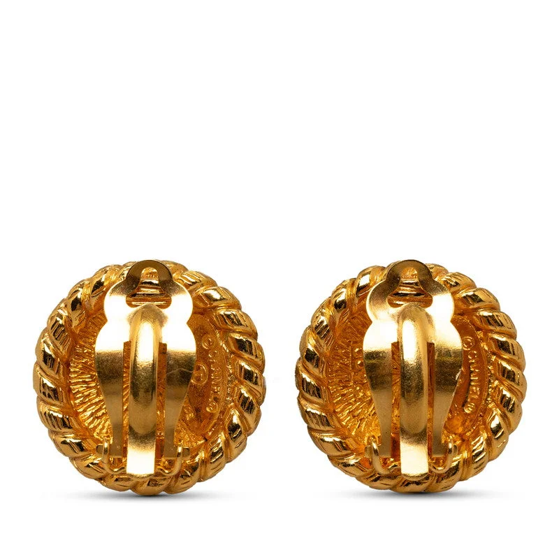 Drop Earrings for Mother's Day -Chanel Round Medallion Clip On Earrings Gold Plated Women's