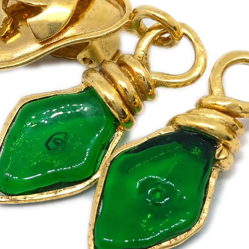 Drop Earrings for Festival Style -Chanel Gripoix Heaart Earrings Clip-On Gold 95P