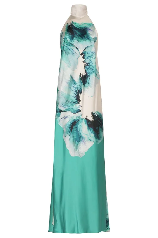 Beaded Dresses for Glamour -Sherry Dress - Aqua Abstract Wave