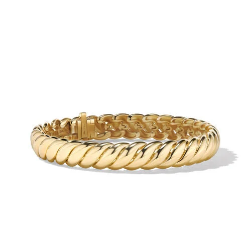 Bracelets with adjustable chains for perfect fit -Sculpted Cable Bracelet in 18K Yellow Gold, Size Medium