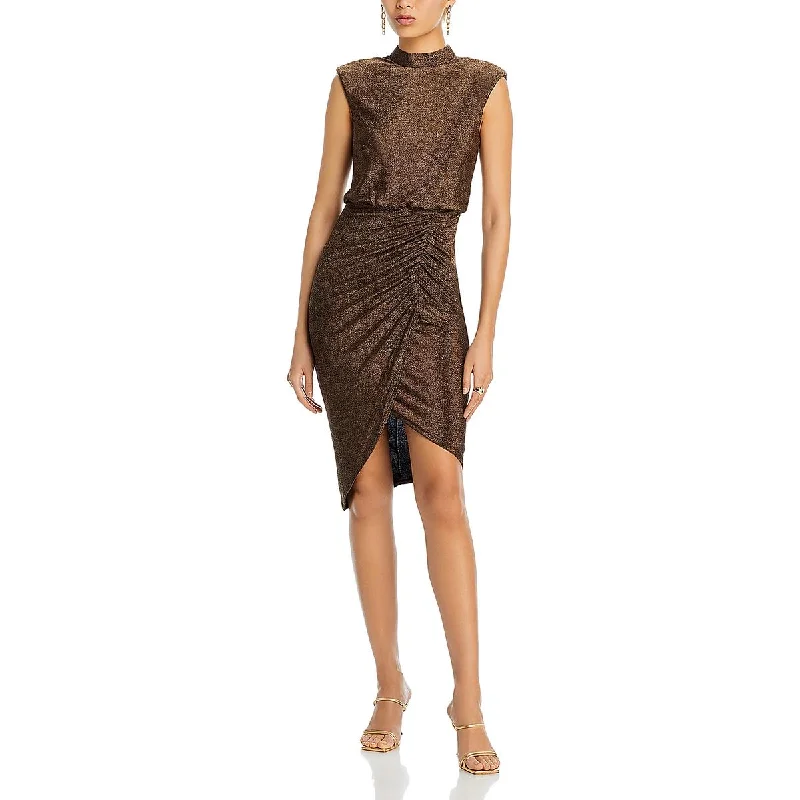 Sleeveless Dresses for Coolness -Liv Foster Womens Metallic Ruched Cocktail And Party Dress