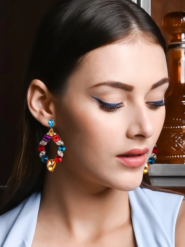 Drop Earrings for Anniversary -Odette Women Multicolour Metal Earrings