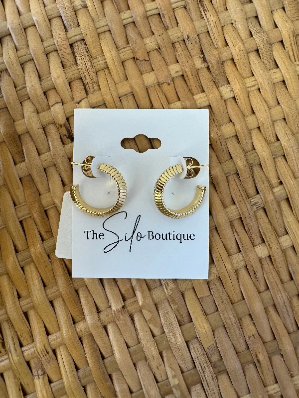 Drop Earrings with Debossed Designs -Gold Medium Coil Earrings