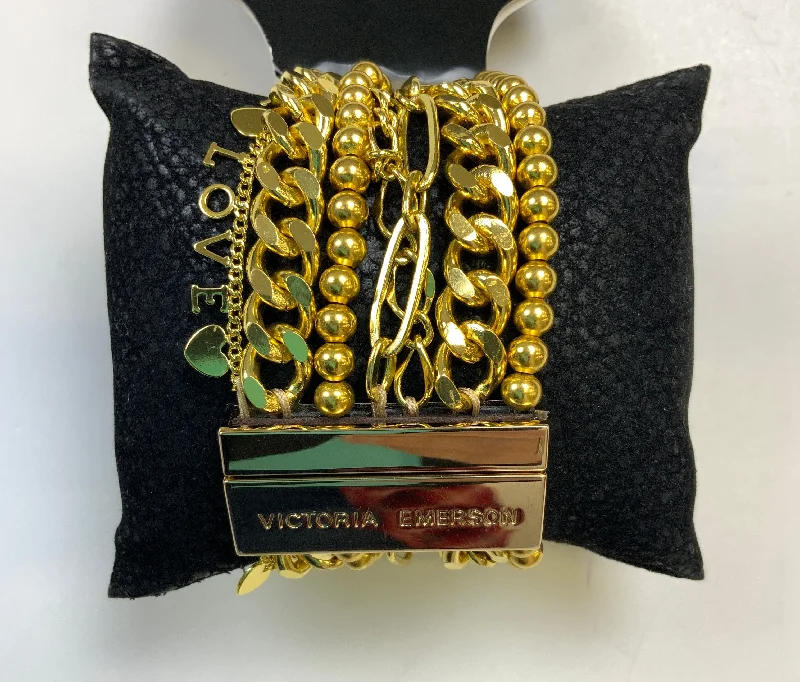 Bangles with bold hematite for metallic shine -Bracelet Chain By Victoria Emerson