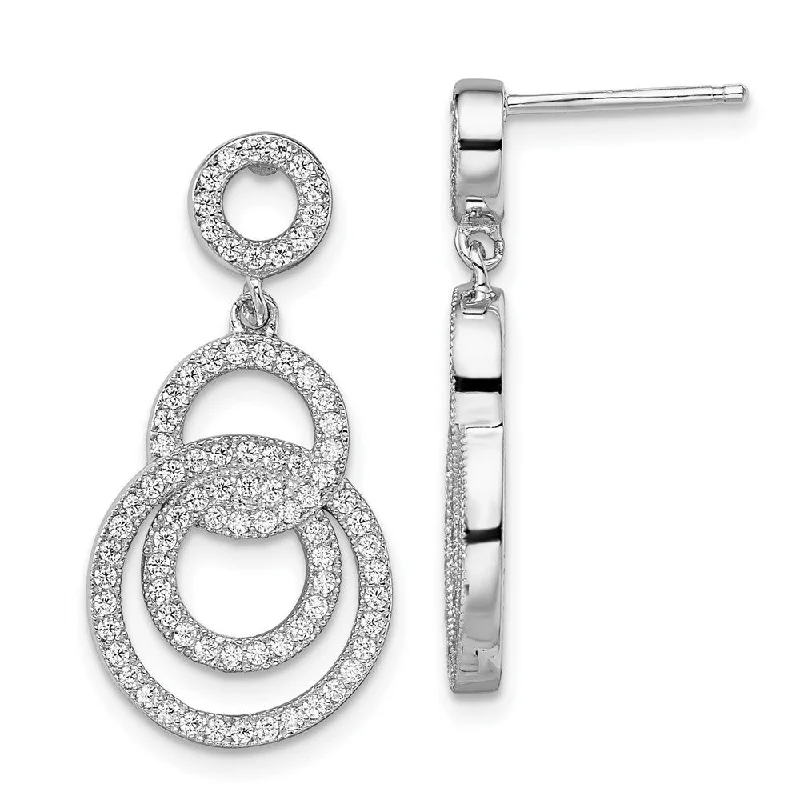 Short Drop Earrings for Subtle -925 Sterling Silver CZ and Brilliant Embers Circle Dangle Earrings (L-27 mm, W-14 mm)