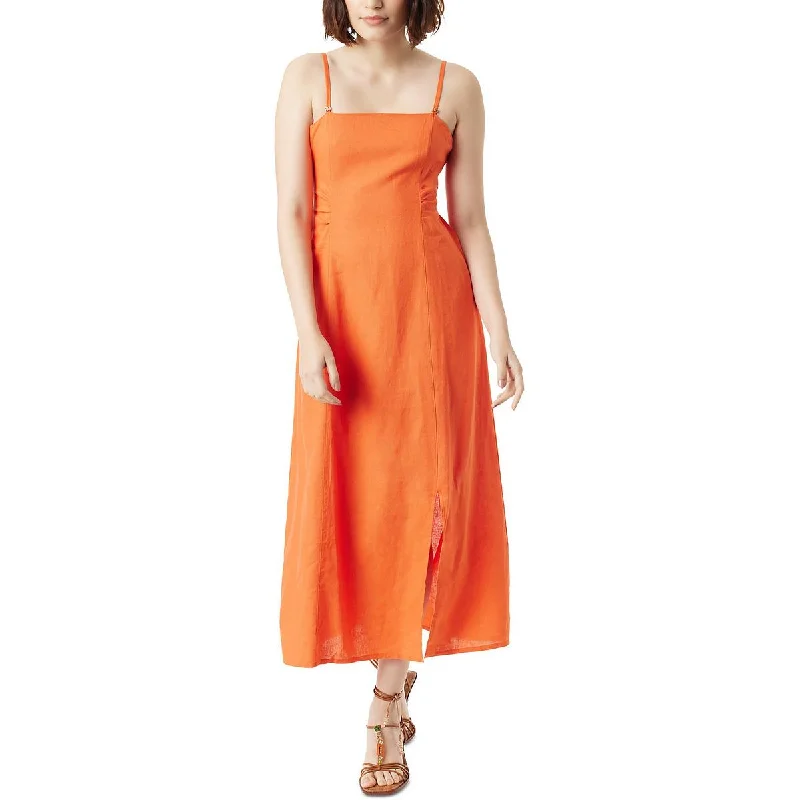 Orange Dresses for Energetic -Sam Edelman Womens Merisa Ruched Long Maxi Dress