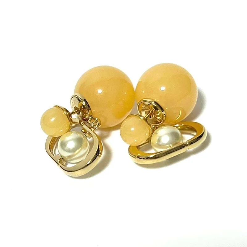 Drop Earrings with Leaf Motifs -Christian Dior  Artificial ivory Metal Drop Earrings (Pre-Owned)