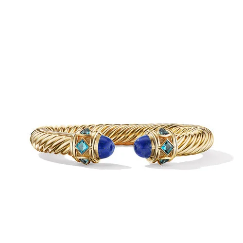 Bracelets with engraved constellations for stargazers -Renaissance Bracelet in 18K Yellow Gold with Lapis and Hampton Blue Topaz, Size Medium