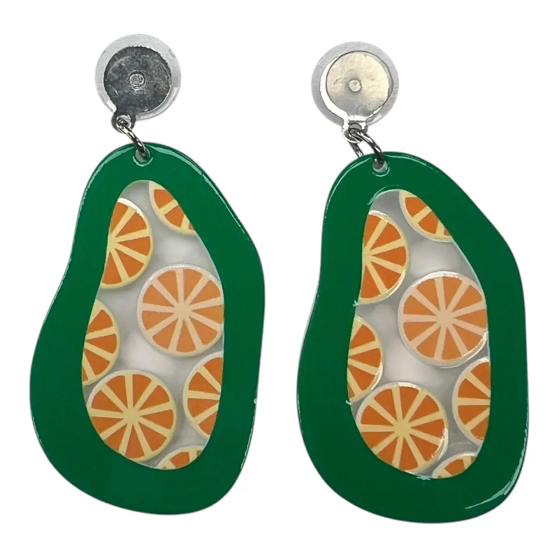 Drop Earrings with Animal Motifs -Earrings Dangle/Drop By Clothes Mentor In Green & Orange