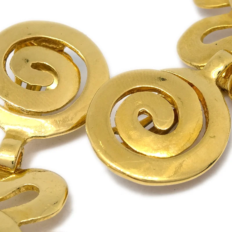 Drop Earrings with Wave Designs -Chanel Flower Dangle Earrings Clip-On Gold 95P