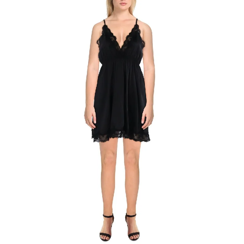 Cotton Dresses for Comfort -L’Agence Womens Lace Trim V-Neck Slip Dress