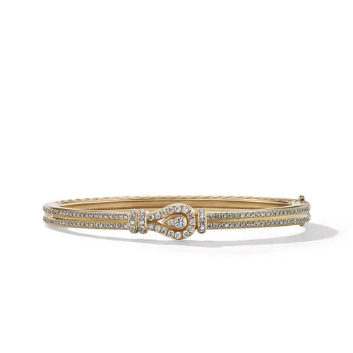 Bracelets with lotus motifs for spiritual vibe -Thoroughbred Loop Bracelet in 18K Yellow Gold with Full Pavé Diamonds