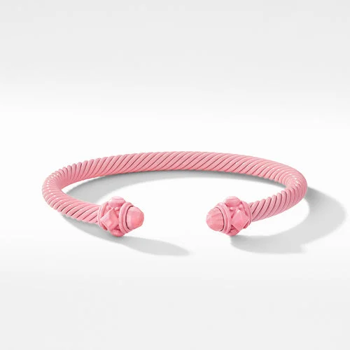 Bangles with vintage oxidized silver for charm -Renaissance Bracelet in Pink Aluminum, 5mm