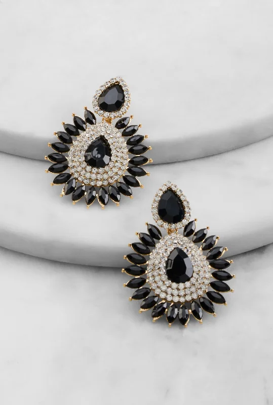 Drop Earrings with Crown Designs -Cubic Zirconia Chandelier Drop Earrings