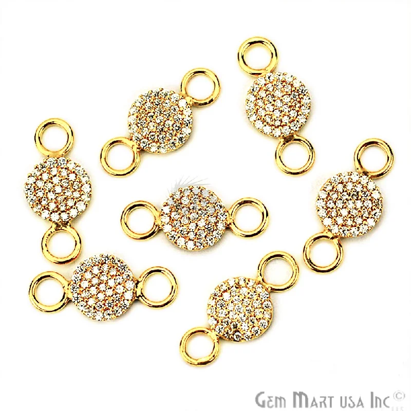 Bangles with engraved floral patterns for elegance -Cubic Zircon Pave 'Round' Gold Vermeil Charm For Bracelet & Pendants